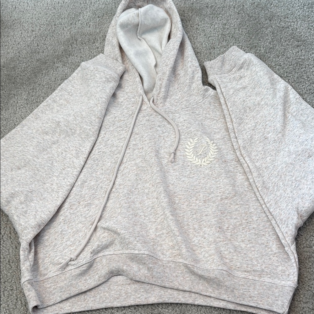 grey cropped pink hoodie